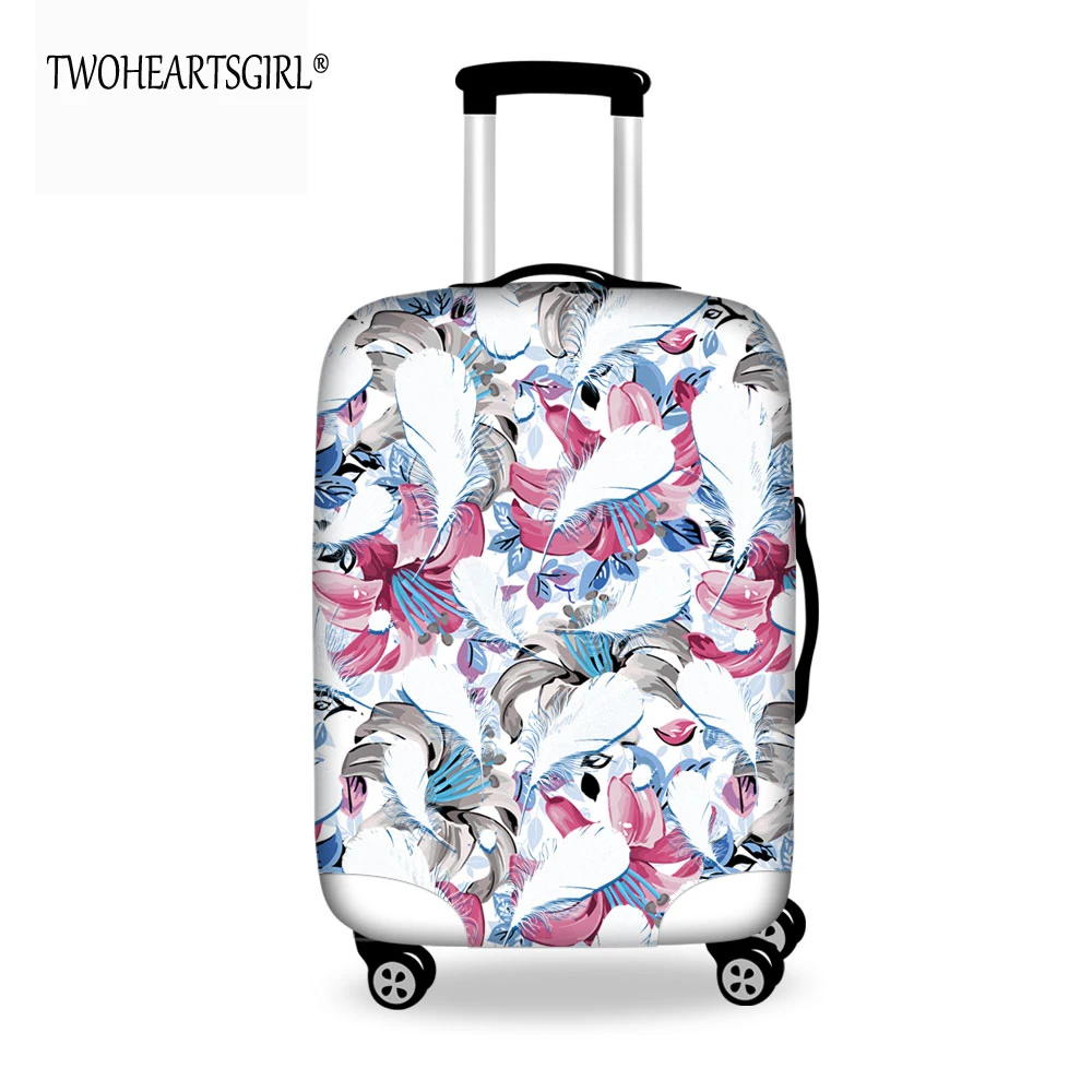 TWOHEARTSGIRL Color Feather Designer Luggage Covers Travel Luggage