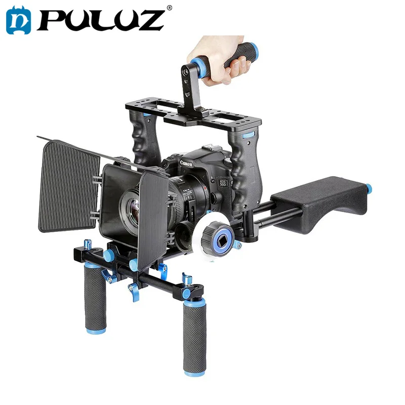 PULUZ Dual Handles DSLR Rig Camera Shoulder Mount + Camera Cage