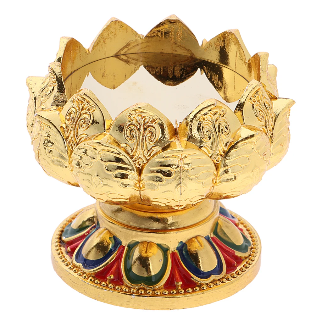 45/76mm Height Buddha Lotus Butter Candle Lamp Holder Base Burner for Home Praying Safe/ Fortune/ Luck