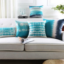 Сине-бирюзовая наволочка для подушки с абстрактным акварельным принтом, хлопковый льняной чехол для подушки, чехол для подушки, домашний декор 45*45 см