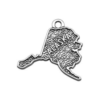 

my shape Classic Alaska map charm double sided 30pcs