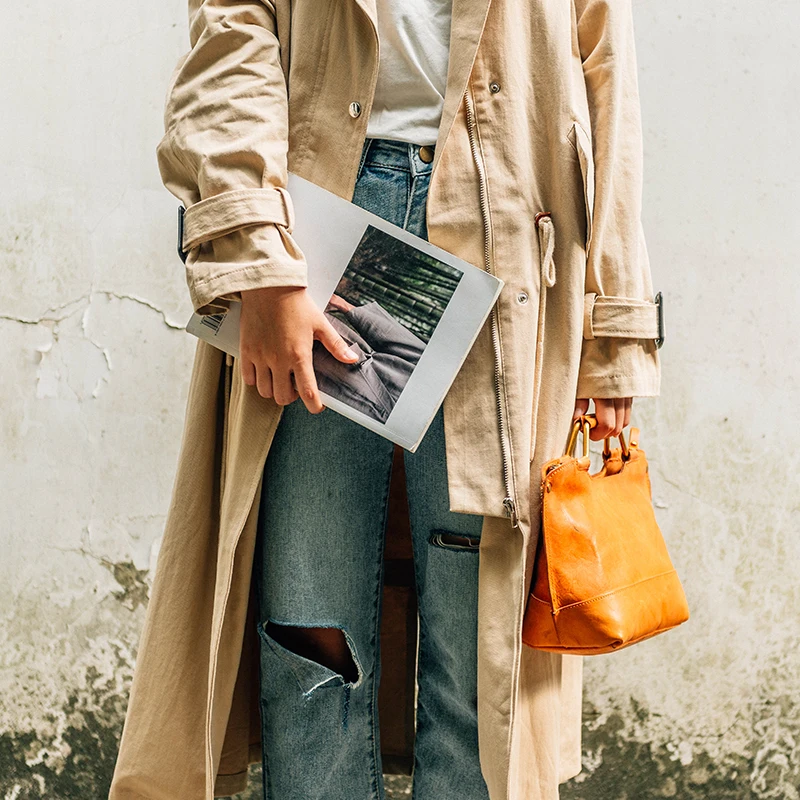 AETOO Retro literary handbag leather bag single shoulder oblique cross Baotou layer cowhide female bag