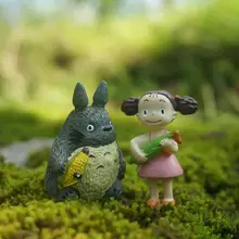 2 шт. сказочные Садовые принадлежности миниатюрный Тоторо и девушка держать кукурузу студия Ghibli Статуэтка украшения для террариума DIY Мини Сад