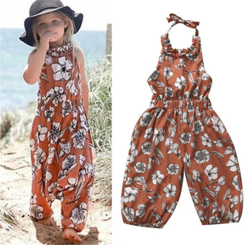 

2017 Fashion Child Kids Baby Girls overalls Clothes Sleeveless Jumpsuit Trousers Romper Outfits Summer Clothes for Little Girls