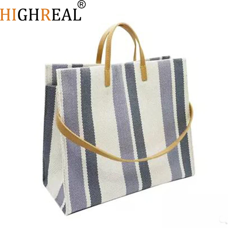 Большая сумка для покупок Jumbo Canvas Totes пляжная летняя полосатая Повседневная Сумка