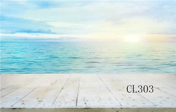 

Wooden Floor Sea Sunrise Polyester Backdrop Background Photography Studio Props Photographic Photo Seamless Washable No Crease