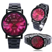 Elegant Design RED Dial Women Men Wrist Watch With Black Stainless Steel Watches Strap Best Birthday Christmas Gift