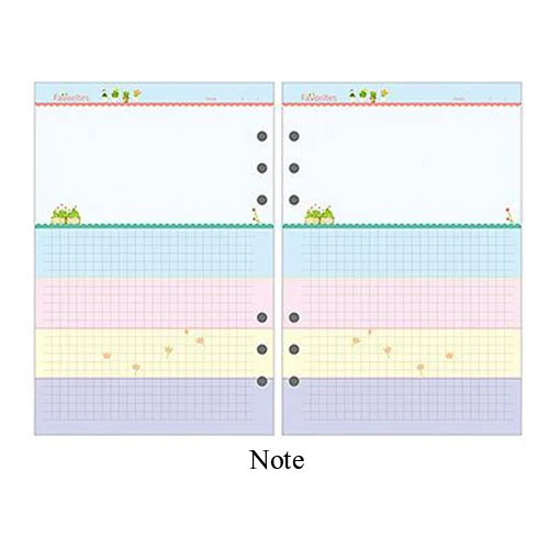 Горячая Новинка милый A5/A6/A7 блокнот наполнитель бумага s креативный 6 отверстий спираль наполнитель бумага для Filofax Binder школа планирования поставки - Цвет: Note