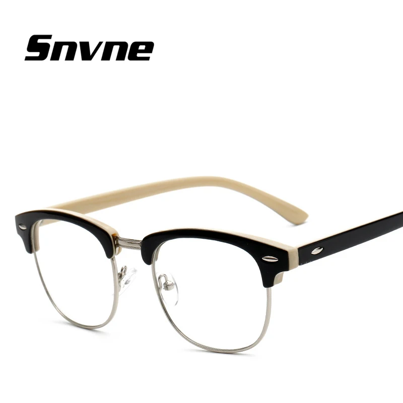 Snvne солнцезащитные очки половина-Рама зеркало для мужчин и женщин ретро очки прозрачные линзы Обычная очки KK5