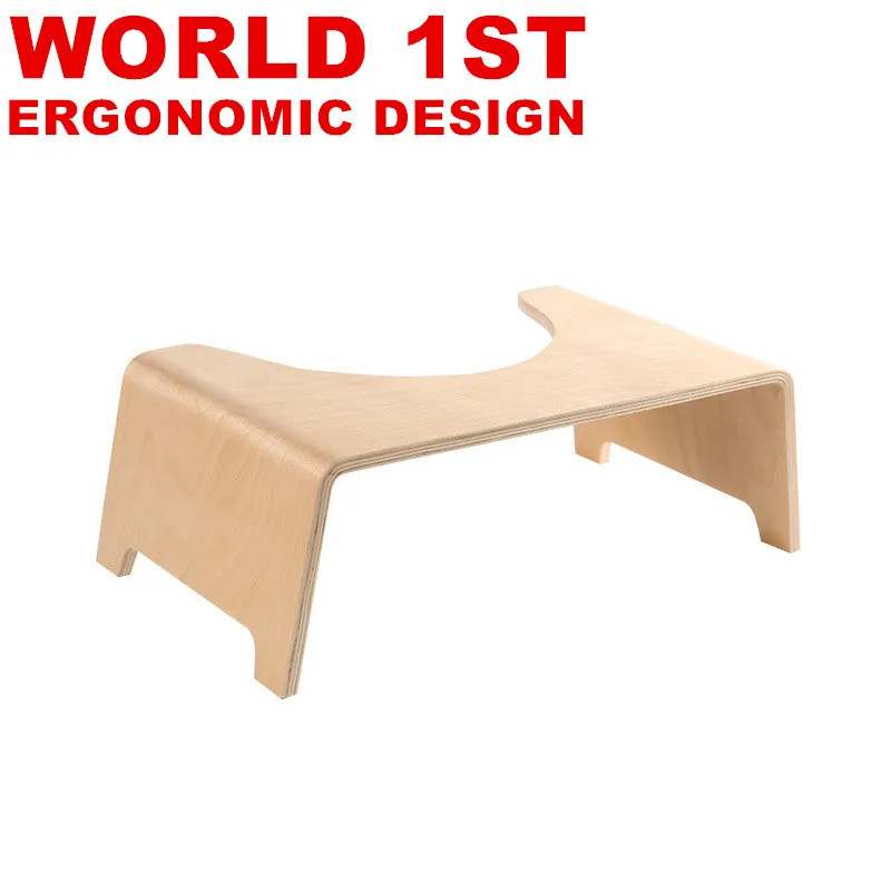 

World 1st Wooden Squatty Potty Ergonomics Sculpted Plywood Modern Slim Toilet Stool For Adult Kids Children 2 Colors 45*26*16CM
