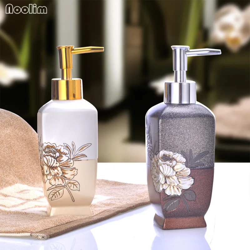 

NOOLIM Resin Bathroom Hand Sanitizer Bottle Liquid Soap Dispenser Exquisite Hotel Lotion Shampoo Press Bottle Dispenser