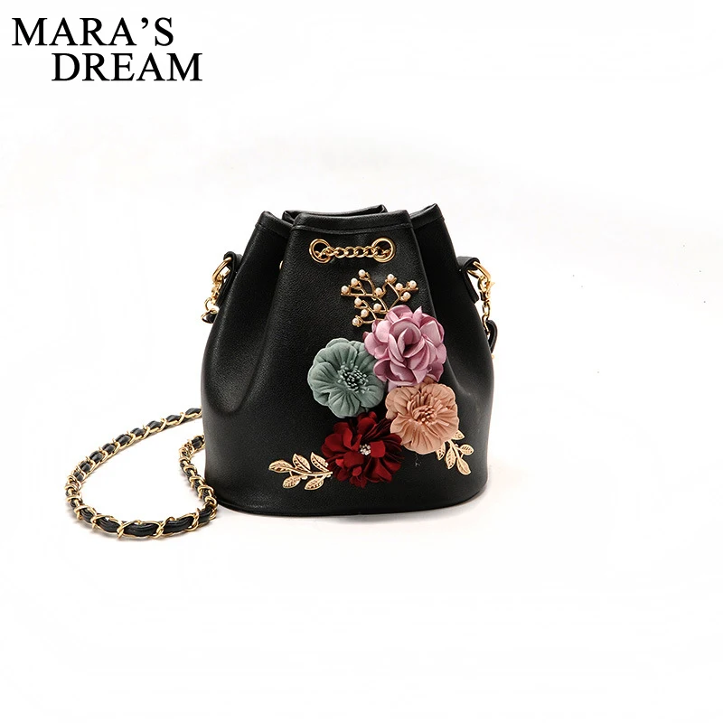 Mara's Dream 2018 Цветочная сумка ведро через плечо мини мессенджер Милая однотонная