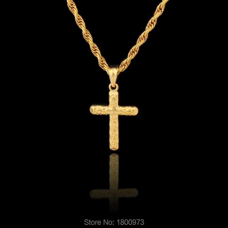 ゴールドクロスネックレス女性男性ゴールドカラーペンダントネックレス映里十字架ジュエリー用女性男性十字架イエスクロスジュエリー Gold Crucifix Jewelry Jewelry Crucifixcrucifix Cross Pendant Aliexpress
