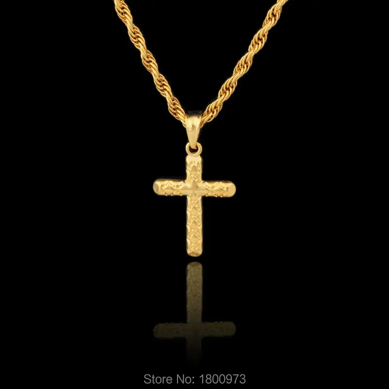 Gold Cross Necklace Women Men Gold 