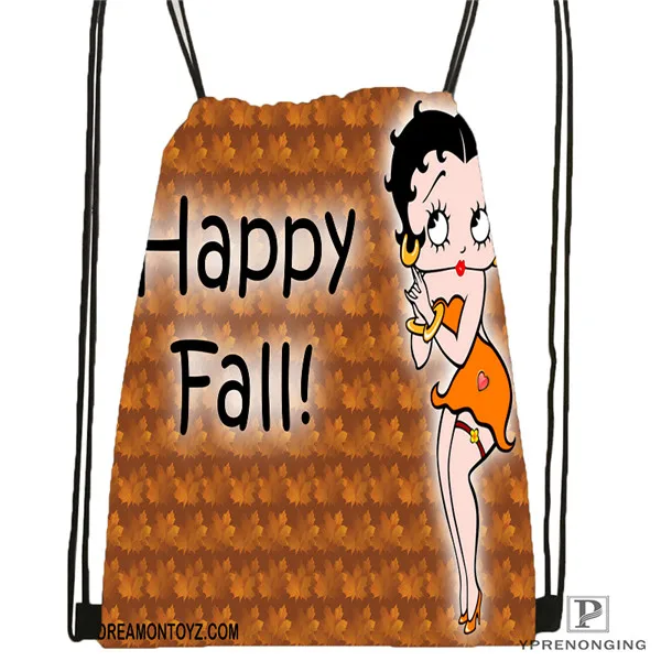 Drawstring Backpack Изготовленная на заказ Betty Boop походная сумка на шнурке для мужчин и женщин милый рюкзак для детей(черная спинка) 31x40 см#180531-01-44 - Цвет: Drawstring Backpack