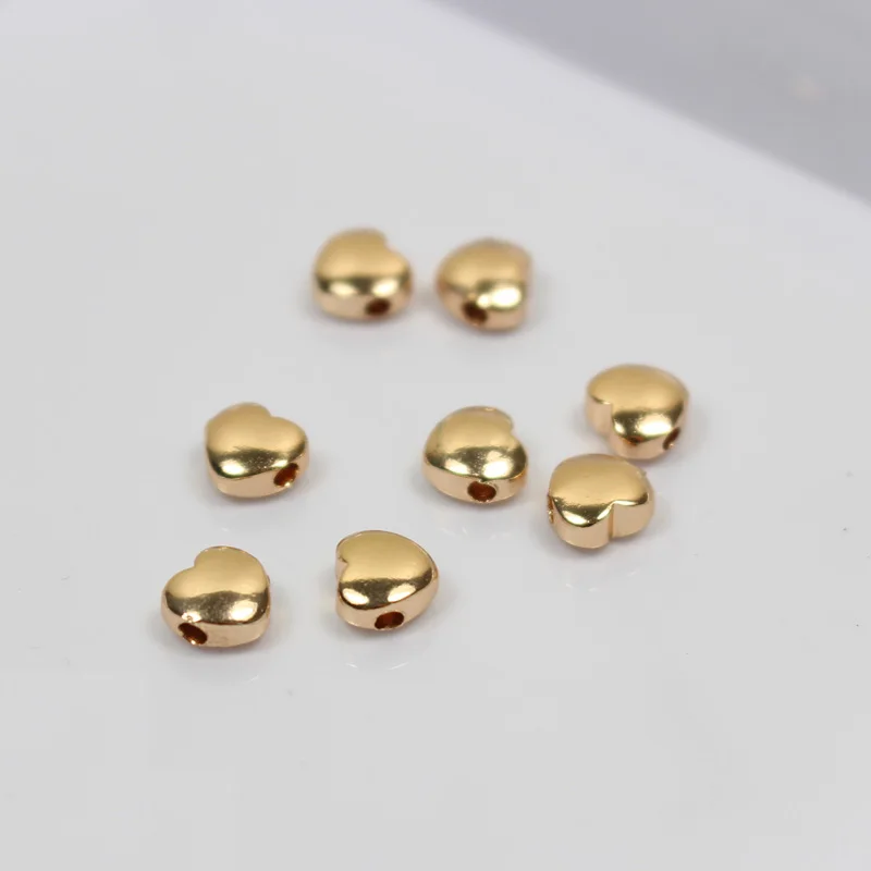 

K color Gold color Heart spacer beads herz in bead for DIY Ladies jewelry accessories 7*6mm 20pcs for jewelry making