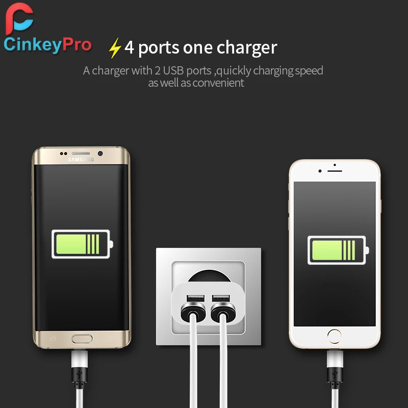Cinkeypro 4 Порты USB Зарядное устройство для iPhone iPad Samung свет ЕС Plug 5 В 4A сетевой адаптер мобильный телефон универсальная зарядка