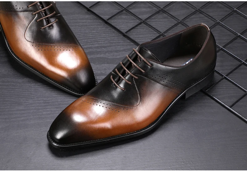 Men's Leather Casual Shoes Mens Breathable Genuine Leather Shoes Men Formal Casual Lace-up Oxford Shoes for Men Big Size 10 (1)