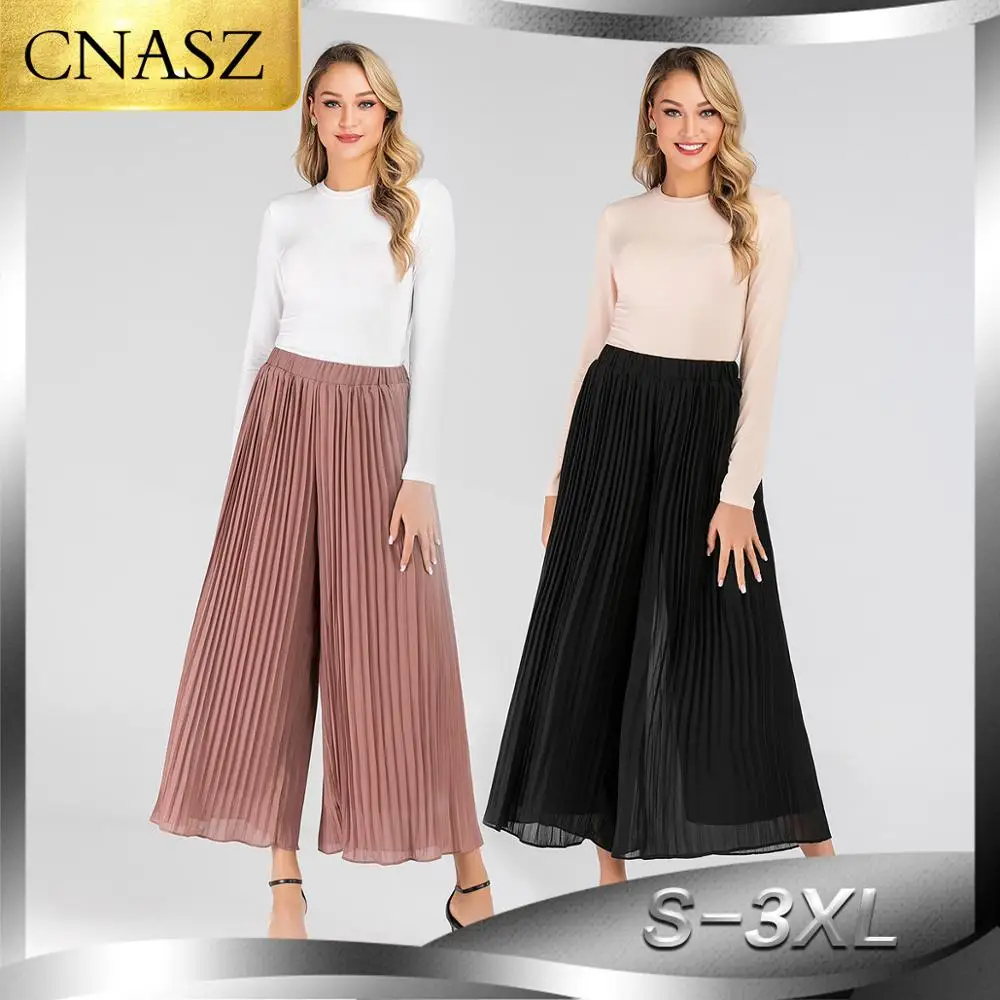 

2018 Fashion Summer Wide Leg Pants Women High Waist Pleated Striped Loose Palazzo Pants Elegant Office Ladies Trousers