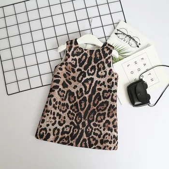 

Roimyal Wholesale Girls dress leopard printed dress 2019 spring autumn new children's dress free shipping