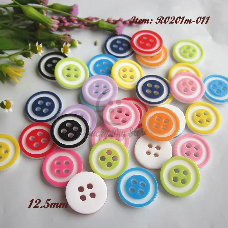 DIY 100pcs Mixed Flower resin buttons Sewing Scrapbooking Crafts 12.5mm 