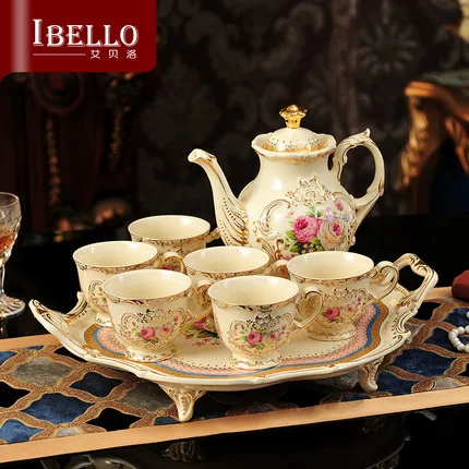 

Hot Sale Ceramic coffee cup set with European tea set flower cup home English afternoon tea