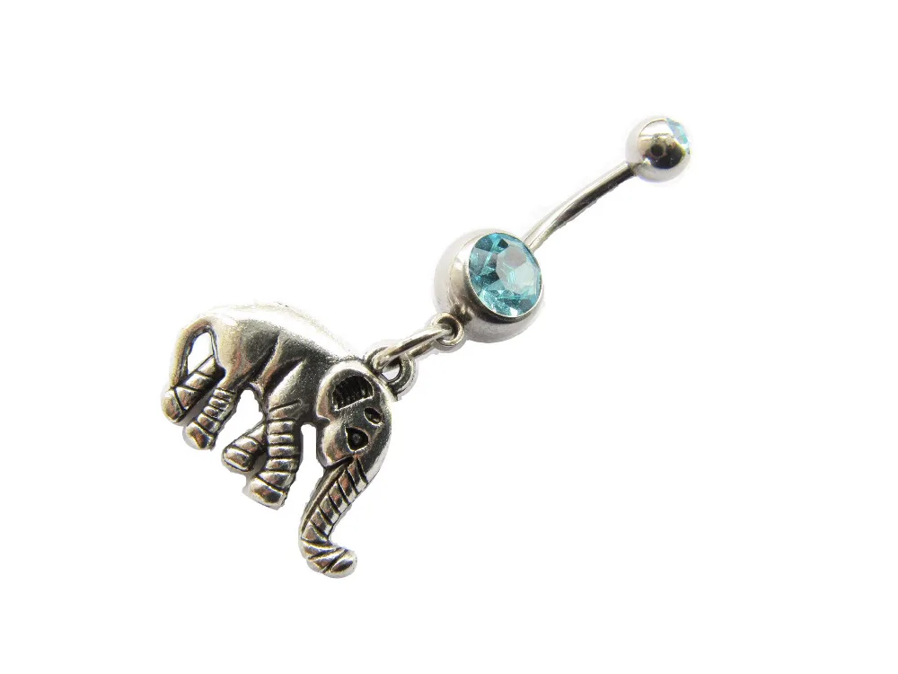 2pcs Boho Elephant Belly Ring Piercing. Bohemian Belly Button Ring