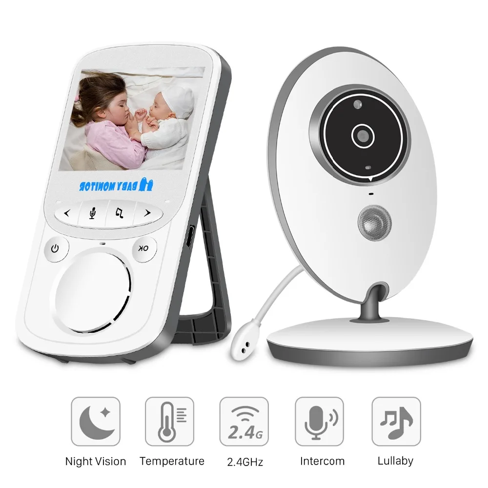 

2.4 inch Wireless Video Color Baby Monitor High Resolution Baby Nanny Security Camera Night Vision Temperature Monitoring Music