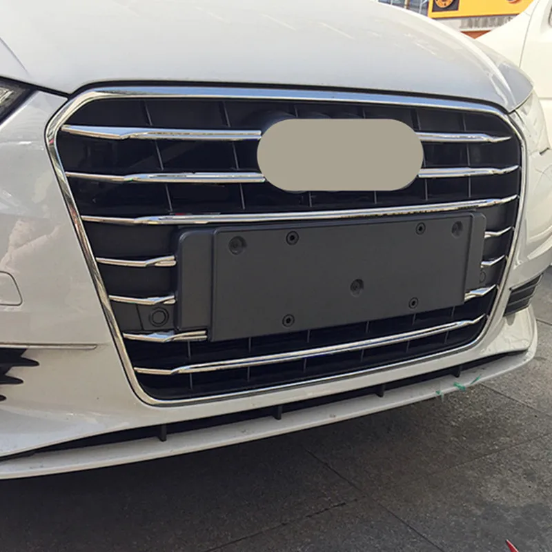 Декоративные полосы на переднюю решетку из нержавеющей стали для Audi A3 8V Sedan Sportback 2013-, Центральная решетка на решетку, накладка, автомобильные наклейки
