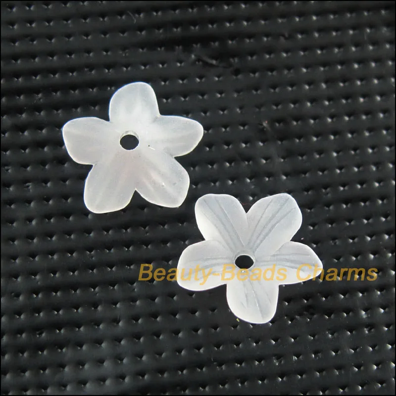 

150 New Charms Acrylic Plastic Star Flower Spacer End Bead Caps White 11mm