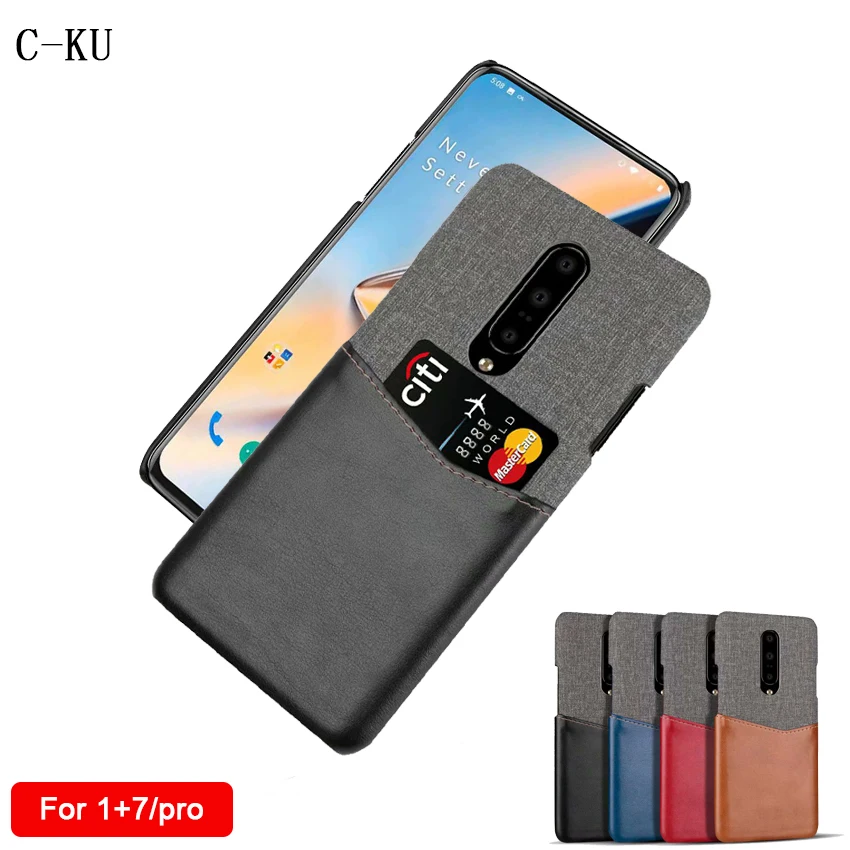 Luxury Cloth Skin PU Leather Phone Case Soft Fabric Thin Light Card Slots Holder Wallet Back Cover for Oneplus 7 Pro 6.41&quot 6.67&quot |