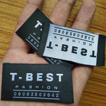 

2000PCS Custom your logo End fold black damask polyester cloth woven label