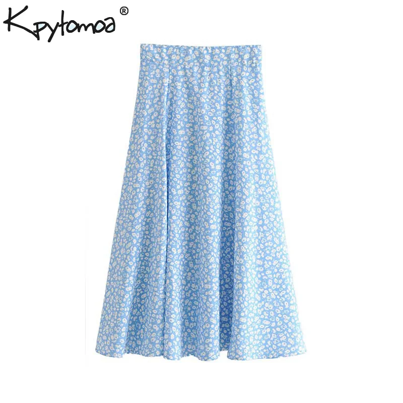 

Vintage Elegant Floral Print Midi Skirt Women 2019 Fashion A Line Elastic Waist Pleated Ladies Skirts Casual Faldas Mujer