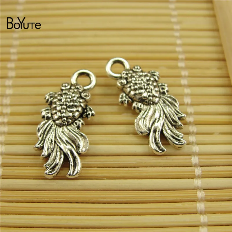 BoYuTe (100 PiecesLot) Metal Alloy Antique Silver Plated Mermaid Fish Charms Pendant Diy Hand Made Jewelry Accessories (9)