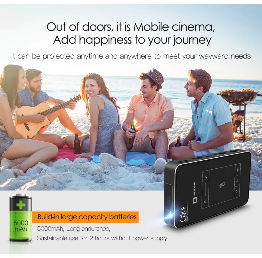 AODIAN AODIN 1+32G Portable Projector Smart Multi-touch HD 1080P DLP Projector HDMI IN mini Pocket Projector LED Android Home Theater M8S Pico projector-08