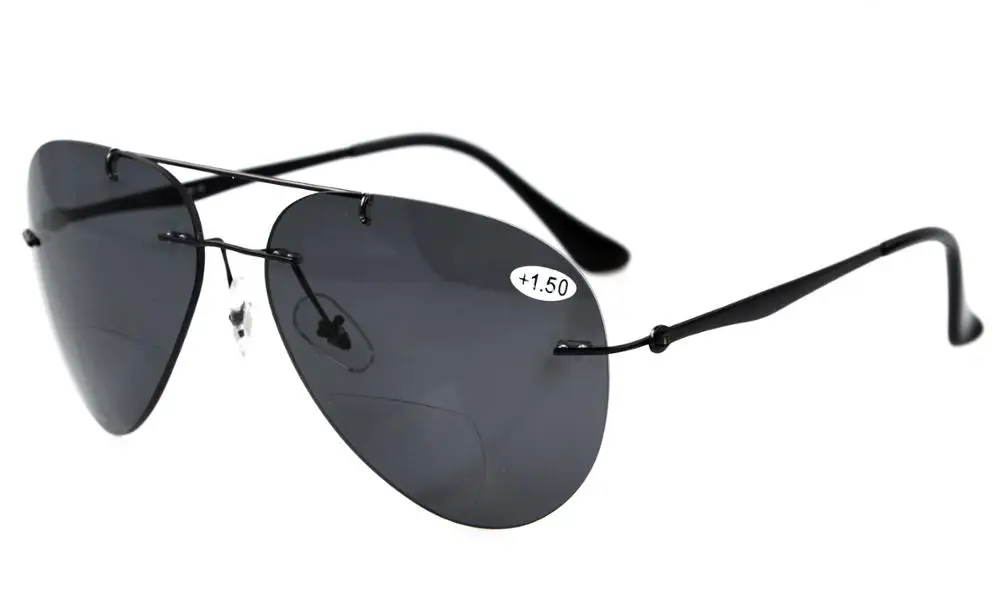 S1508 бифокальные очки солнцезащитные очки без оправы из титана поляризованные бифокальные Солнцезащитные очки+ 1,5/+ 2,0/+ 2,5 - Цвет оправы: Grey Lens