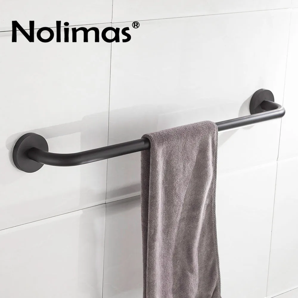SUS 304 Stainless Steel Toilet Black Single Towel Bar Black Round Towel