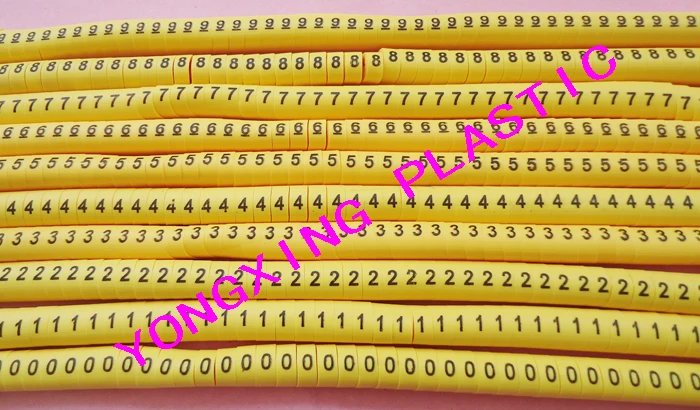 

100pcs/lot freeshipping EC-0 0.75mm2 cable marker 0-7 number yellow color