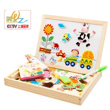 Деревянные happy farm land, магнитные игрушки-головоломки, Детские Развивающие игрушки
