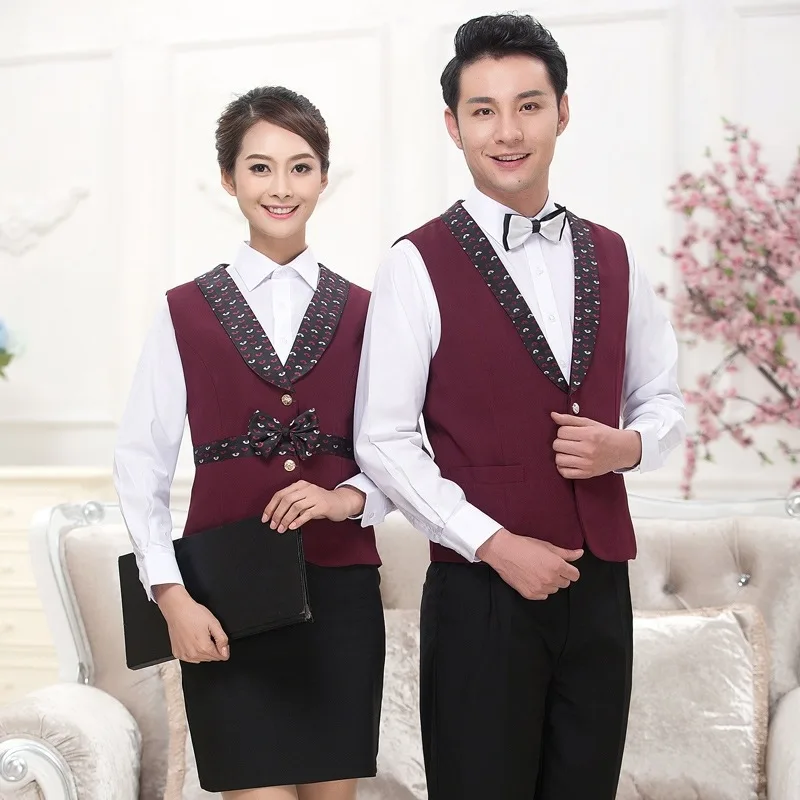 

Hotel Overalls Summer Waitress Uniform Vest Front Desk Cashier Billiard Hall KTV Restaurant Cafe Waiter Fashion Work Wear H2409