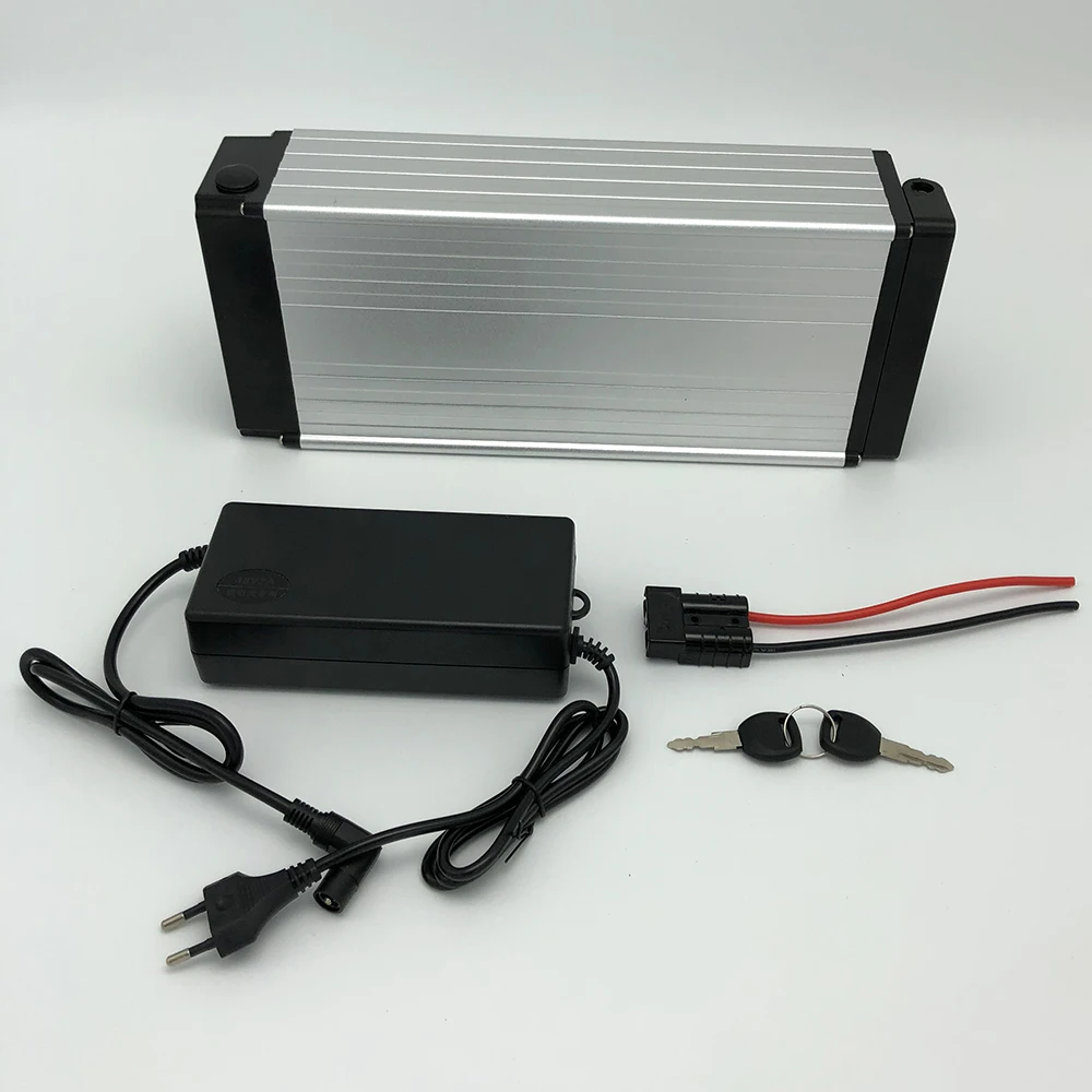 Flash Deal 48V 20ah Li-ion Rechargeable Battery Rear Rack Case & Charger ebike for 500W 750W 1000W motor  Aluminum Housing With 2A Charger 4