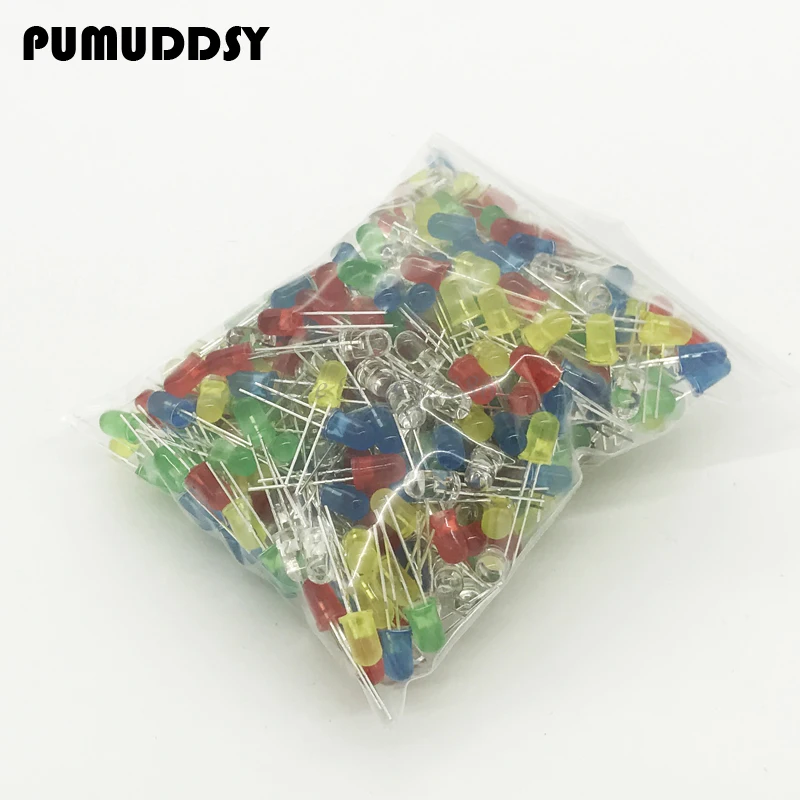

500Pcs 3MM LED Diode Kit Mixed Color Red Green Yellow Blue White