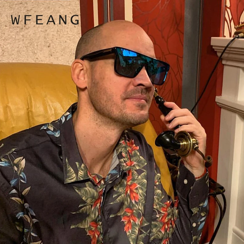 WFEANG 2019 Квадратные Солнцезащитные очки для женщин черные тёмные Брендовые