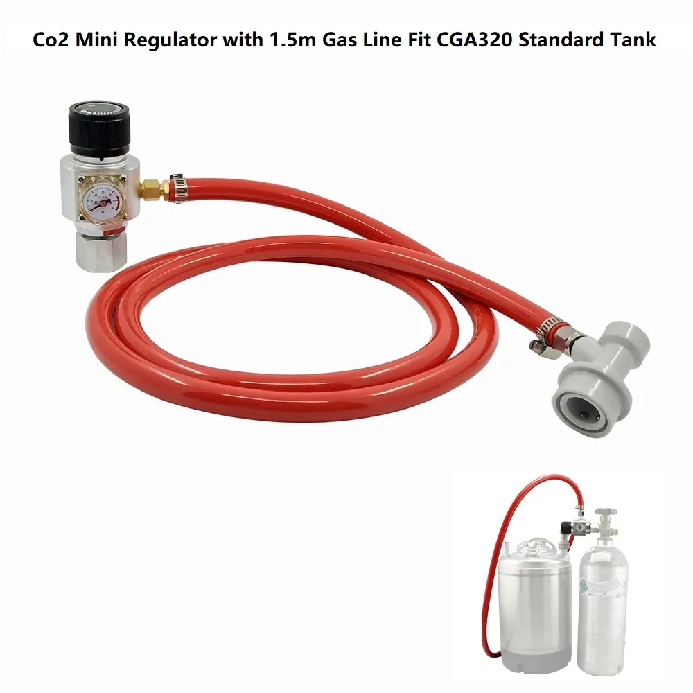 HomeBrew пивной бочонок портативный мини CO2 Картридж регулятор с ПВХ газовой линии и шаровой замок разъединить 0~ 60 фунтов/кв. дюйм