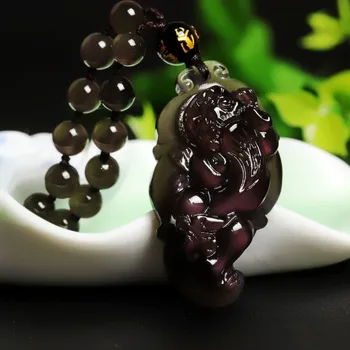 

JoursNeige Natural Ice Color Pixiu Obsidian Pendant Necklace Female Male Brave Lucky Year of Fate Crystal Jewelry Women