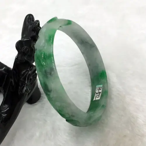 

2637 China Beautiful Hand-carved Green Jadeite Jade Gems Bracelet Bangle