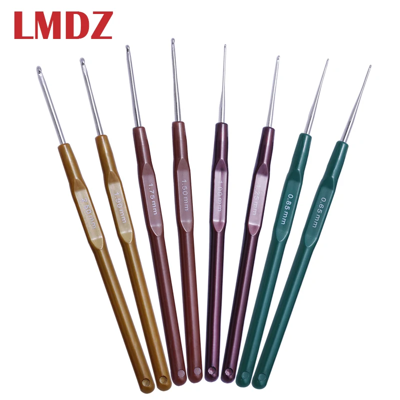 

LMDZ 8Pcs/Set Knitting Needles Crochet Hooks Tool Plastic Sweater Sewing Needles Kit Mix 0.65mm-2.5mm 8 Size Hooks For Knitting