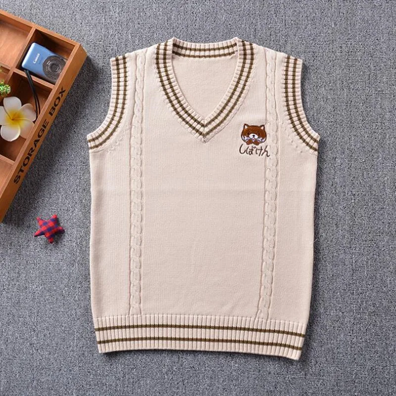JK Униформа свитер жилет консервативный стиль собака вышитые свитера без рукавов