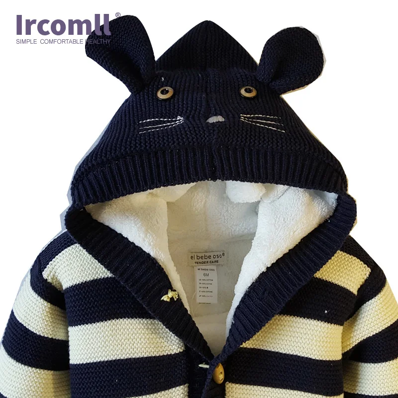 Ircomll утолщенные теплые детские комбинезоны комбинезон внутри флисовый вязаный свитер полосатый комбинезон Детская верхняя одежда дети снег
