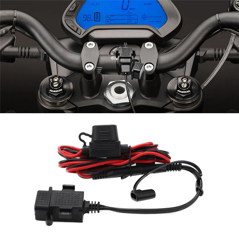 Flash Deal SAE To USB Cable Adapter Quick 2.1A Port With Inline Fuse Waterproof USB Charger For Motorcycle Cellphone Tablet GPS 5